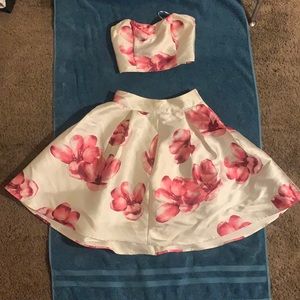 2-Piece Pink Flower Dress